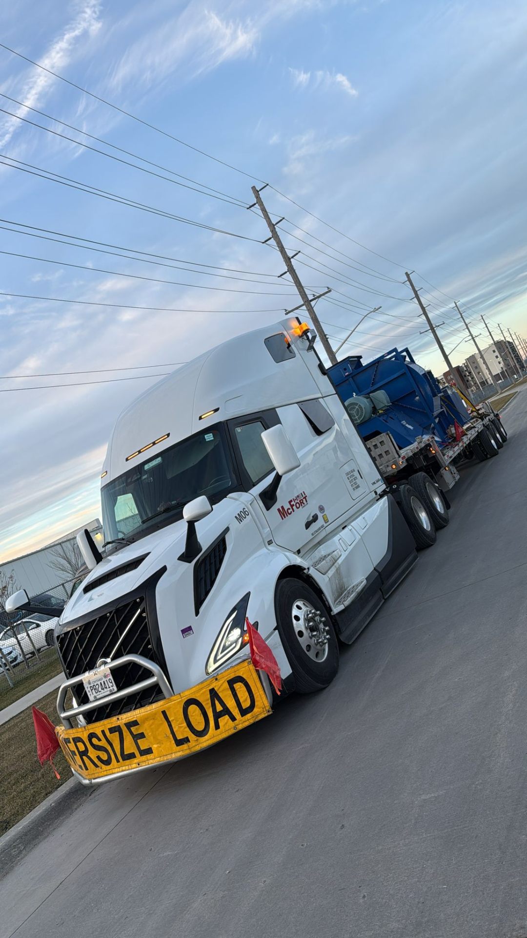 McFort flatbed hauling an oversize load